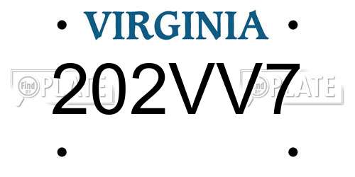 202VV7 Virginia License Plate