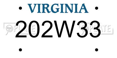 202W33 Virginia License Plate