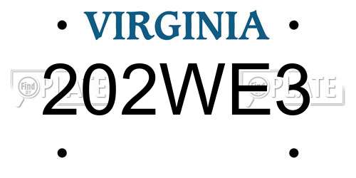 202WE3 Virginia License Plate