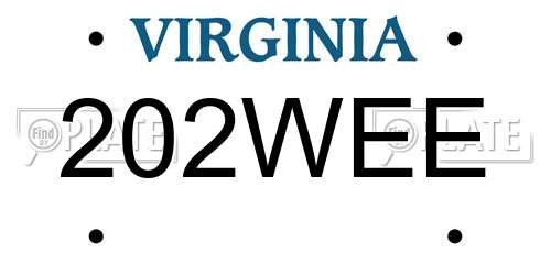 202WEE Virginia License Plate