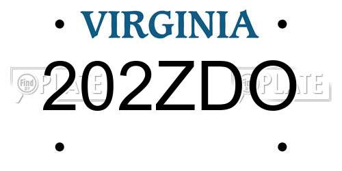 202ZDO Virginia License Plate