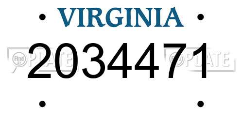 2034471 Virginia License Plate