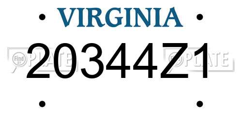 20344Z1 Virginia License Plate