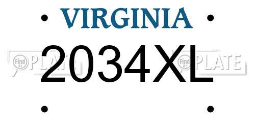 2034XL Virginia License Plate