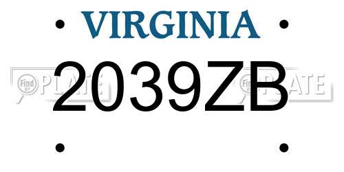2039ZB Virginia License Plate