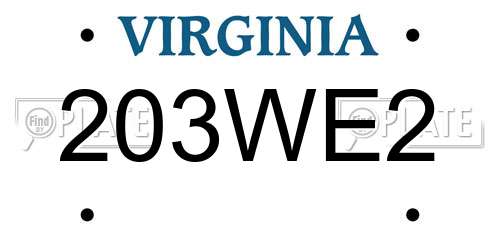 203WE2 Virginia License Plate