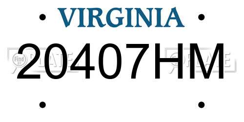 20407HM Virginia License Plate