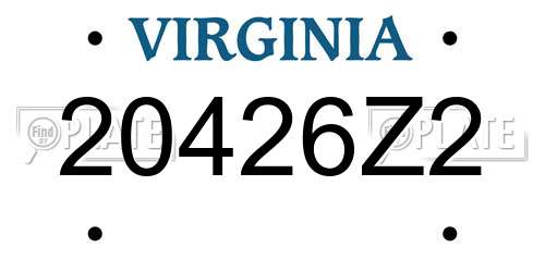 20426Z2 Virginia License Plate