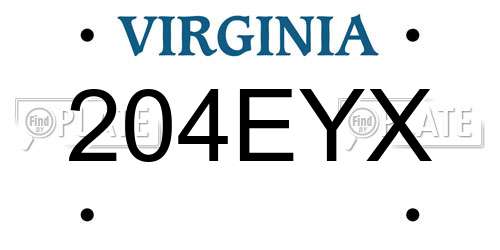 204EYX Virginia License Plate