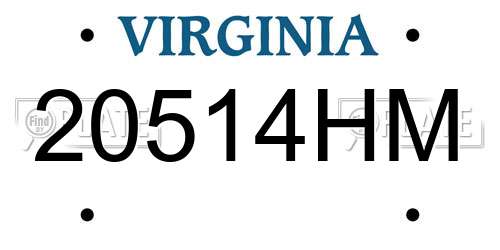 20514HM Virginia License Plate