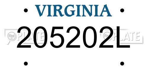205202L Virginia License Plate