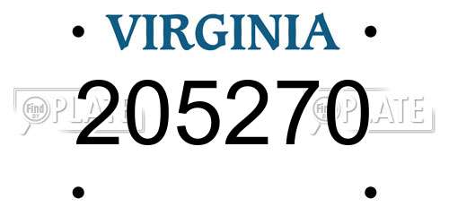 205270 Virginia License Plate