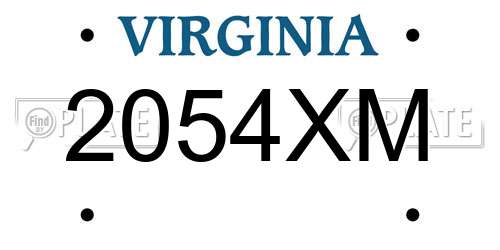 2054XM Virginia License Plate