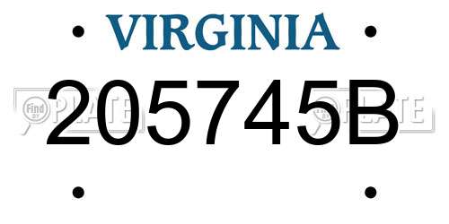 205745B Virginia License Plate