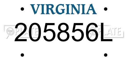 205856L Virginia License Plate