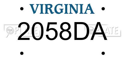 2058DA Virginia License Plate