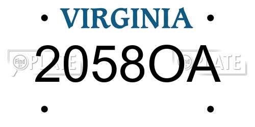 2058OA Virginia License Plate