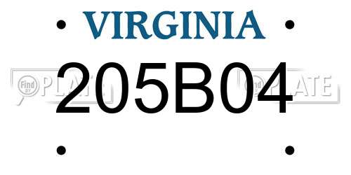 205B04 Virginia License Plate