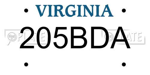 205BDA Virginia License Plate