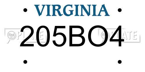 205BO4 Virginia License Plate