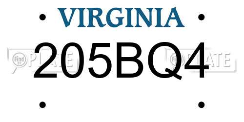 205BQ4 Virginia License Plate