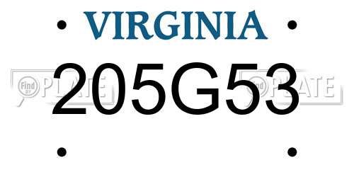 205G53 Virginia License Plate
