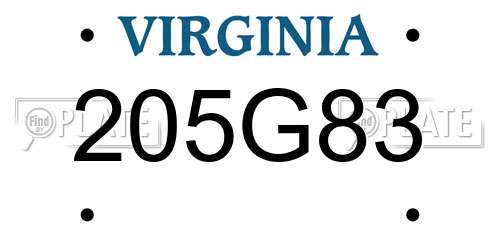 205G83 Virginia License Plate
