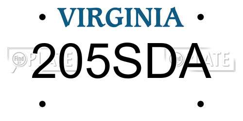 205SDA Virginia License Plate