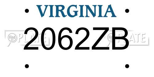 2062ZB Virginia License Plate