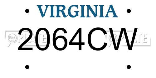2064CW Virginia License Plate