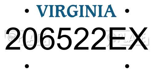 206522EX Virginia License Plate