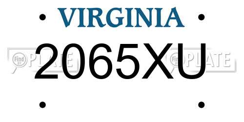 2065XU Virginia License Plate