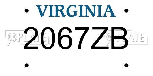 2067ZB Virginia License Plate