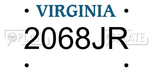 2068JR Virginia License Plate
