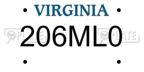 206ML0 Virginia License Plate