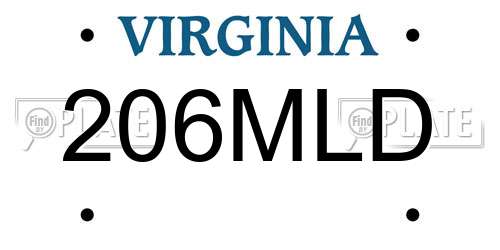 206MLD Virginia License Plate
