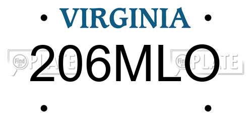 206MLO Virginia License Plate