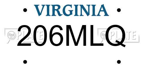 206MLQ Virginia License Plate
