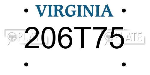 206T75 Virginia License Plate