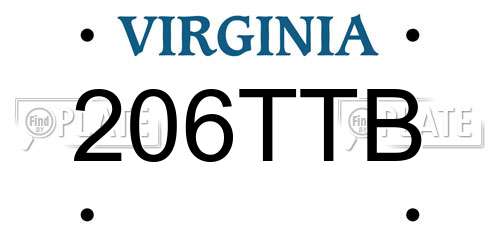 206TTB Virginia License Plate