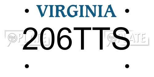 206TTS Virginia License Plate