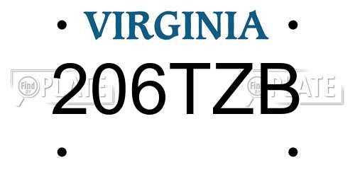 206TZB Virginia License Plate