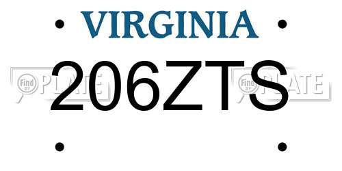 206ZTS Virginia License Plate