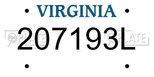 207193L Virginia License Plate