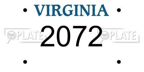 2072 Virginia License Plate
