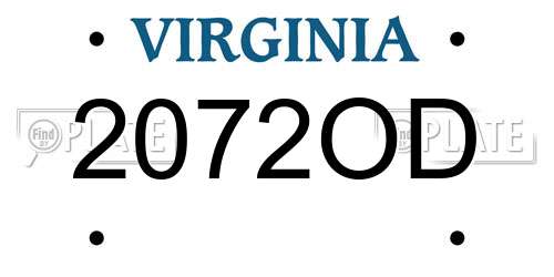 2072OD Virginia License Plate