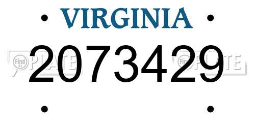 2073429 Virginia License Plate