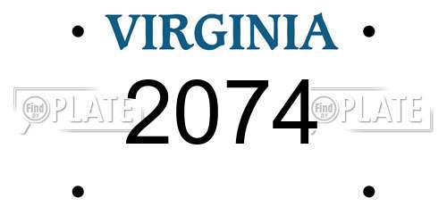 2074 Virginia License Plate