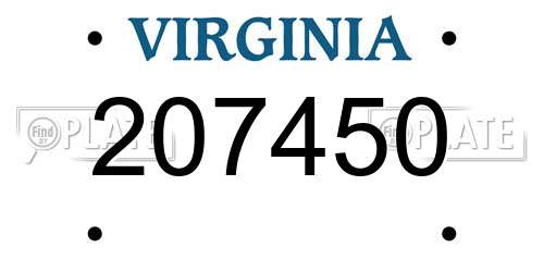 207450 Virginia License Plate