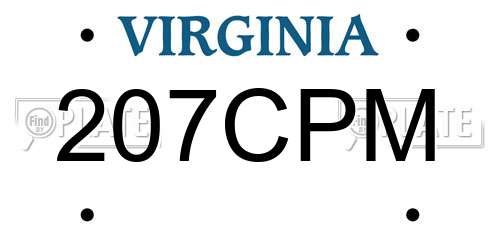 207CPM Virginia License Plate